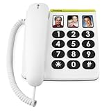 Doro PhoneEasy 331ph Seniorentelefon, Schnurgebundenes Großtastentelefon mit 3 Direktwahl-Fototasten,…