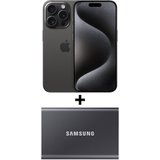 Apple iPhone 15 Pro 128 GB Titan Schwarz MTUV3ZD/A + Samsung Portable SSD T7 1 TB USB 3.2 Gen2 Typ-C…